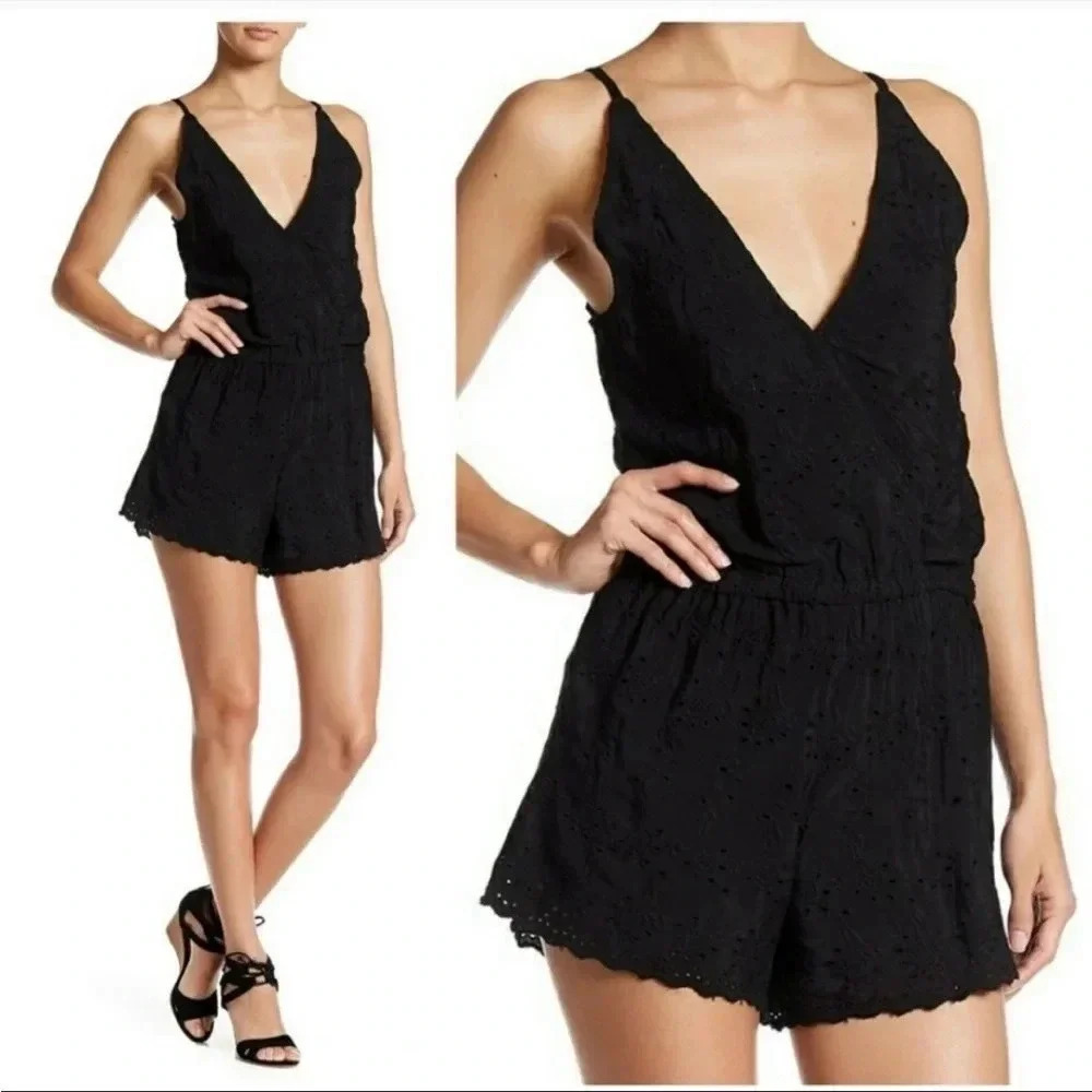 Gypsy 05 black eyelit lace romper